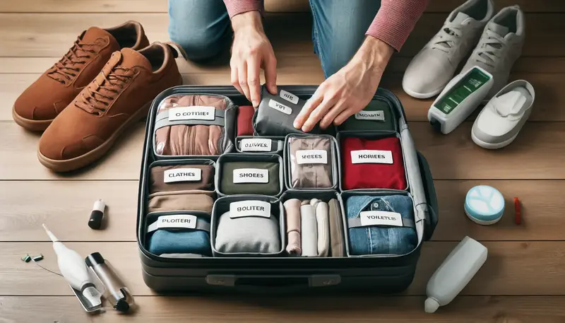 "Organizadores de mala facilitando a viagem"