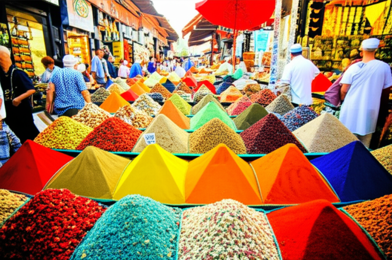 Mercado de Especiarias de Marrakech Mercado de especiarias colorido em Marrakech, Marrocos.