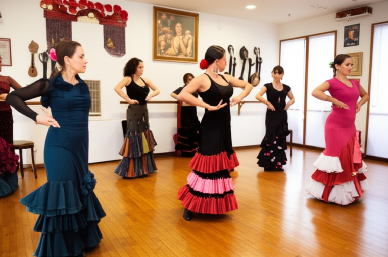 Pessoas aprendendo a dançar flamenco