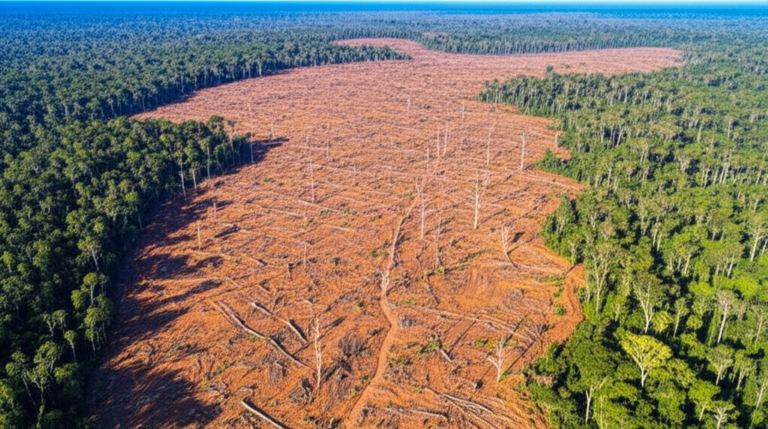 Destruição na Amazônia por conta do desmatamento