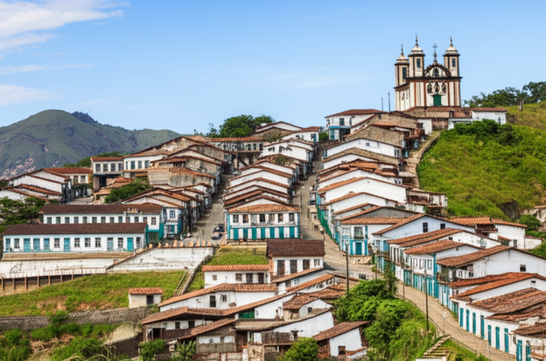 Casarões antigos em Ouro Preto, Minas Gerais
