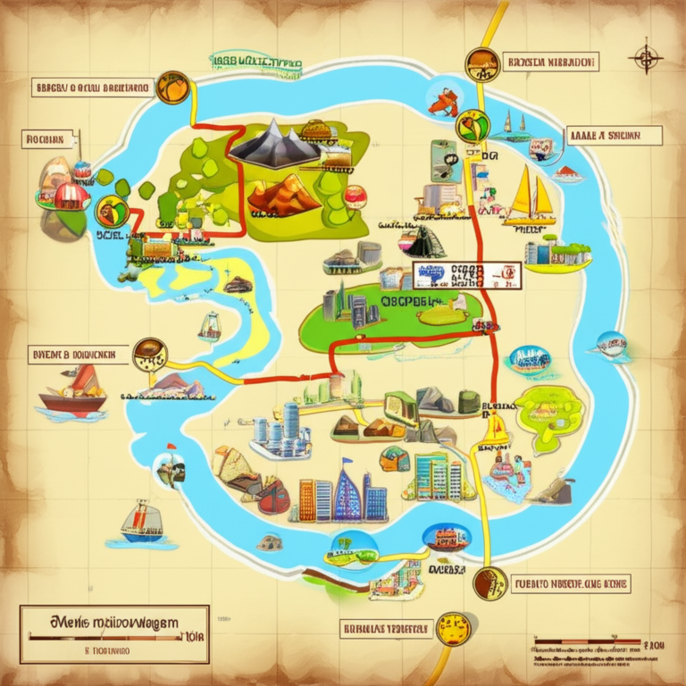 Mapa com roteiro de microviagem marcado.